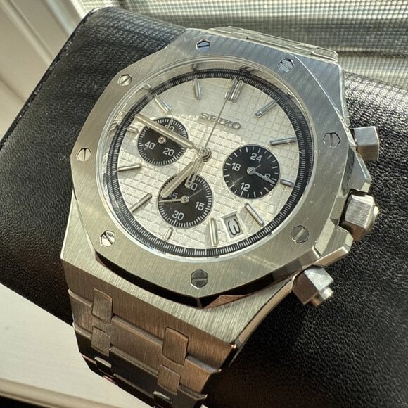 custom panda royal oak seiko mod chronograph watch - Picture 2 of 7